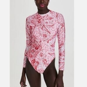 NEW Mara Hoffman Reese Rashguard One Piece Red Multi Size Small